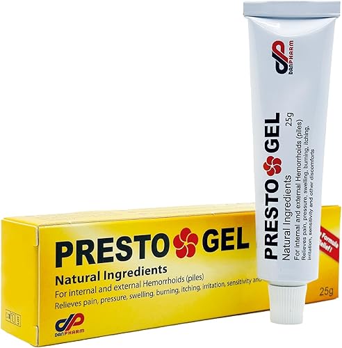 Presto Gel para Hemorroides Internas y Externas (Pilas). Una Crema Natural para el Tratamiento de Hemorroides Hemorroides. Alivio inmediato 0.88 oz