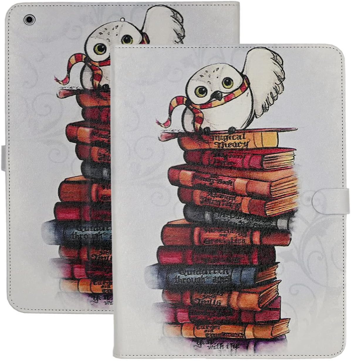 YHB Case for iPad 7th, 8th & 9th Generation (10.2" Display - 2019, 2020 & 2021 Version), Premium PU Leather Slim Folio Case Multi-Angle Stand Shockproof TPU Back Cover, Magical Cute Owl
