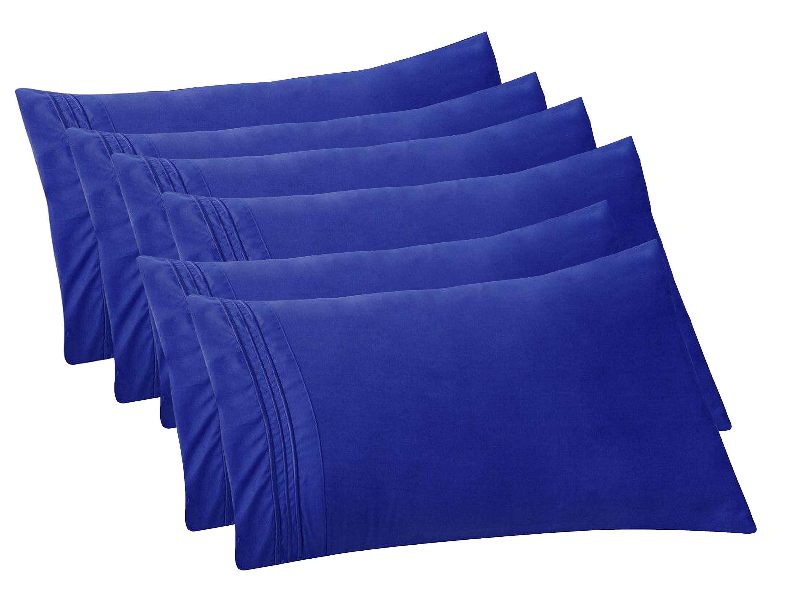 Elegant Comfort 6-Pack Pillowcases – 1500 Thread Count Microfiber, Standard/Queen Size, Wrinkle & Stain Resistant, Navy Blue - View #11