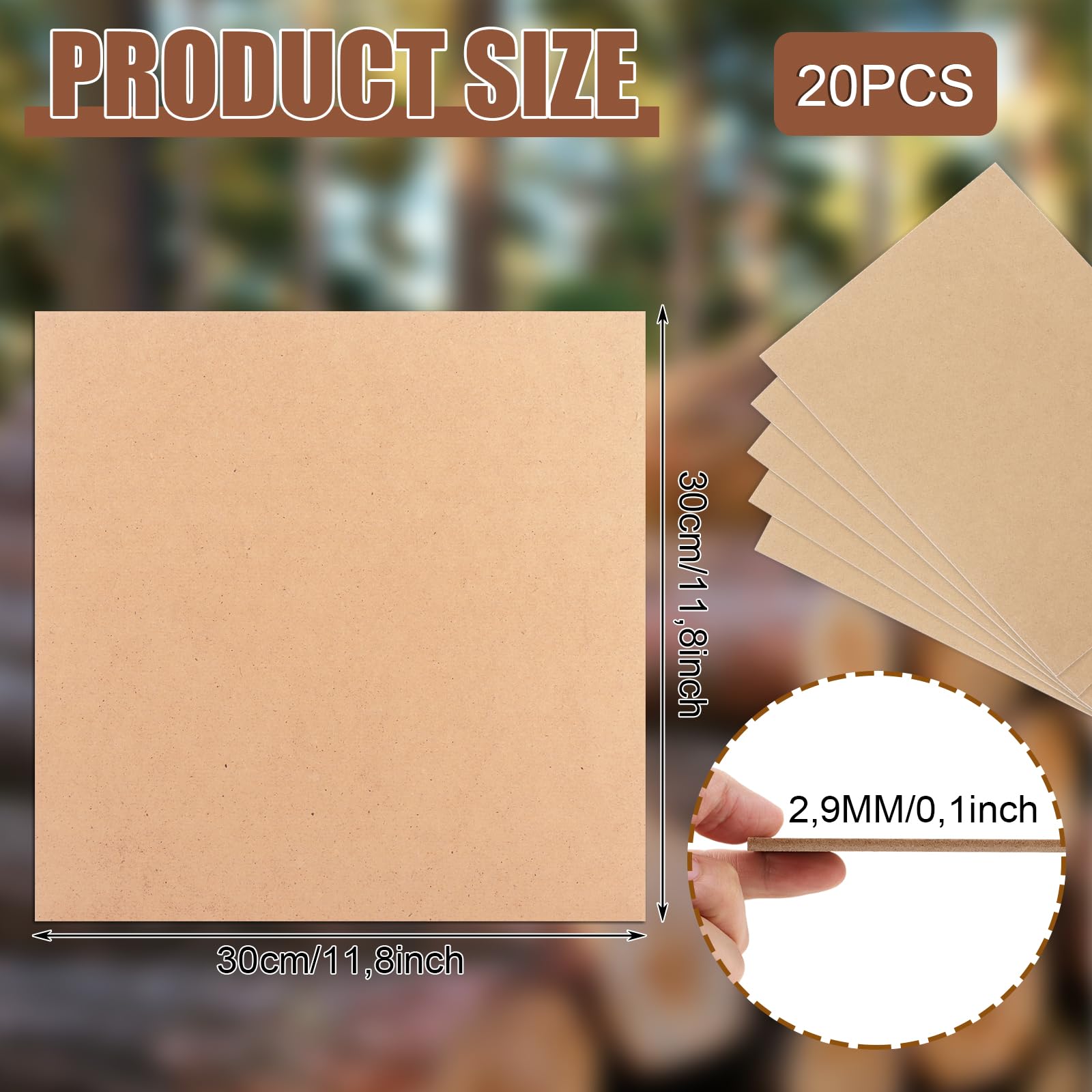 Lot de 15 panneaux MDF 300 x 30 x 3 mm, Planche Bois, Plaque de contreplaqué, Pour travaux manuels, contreplaqué de peuplier 3 mm, panneau MDF pour scie à chantourner, Découpe laser