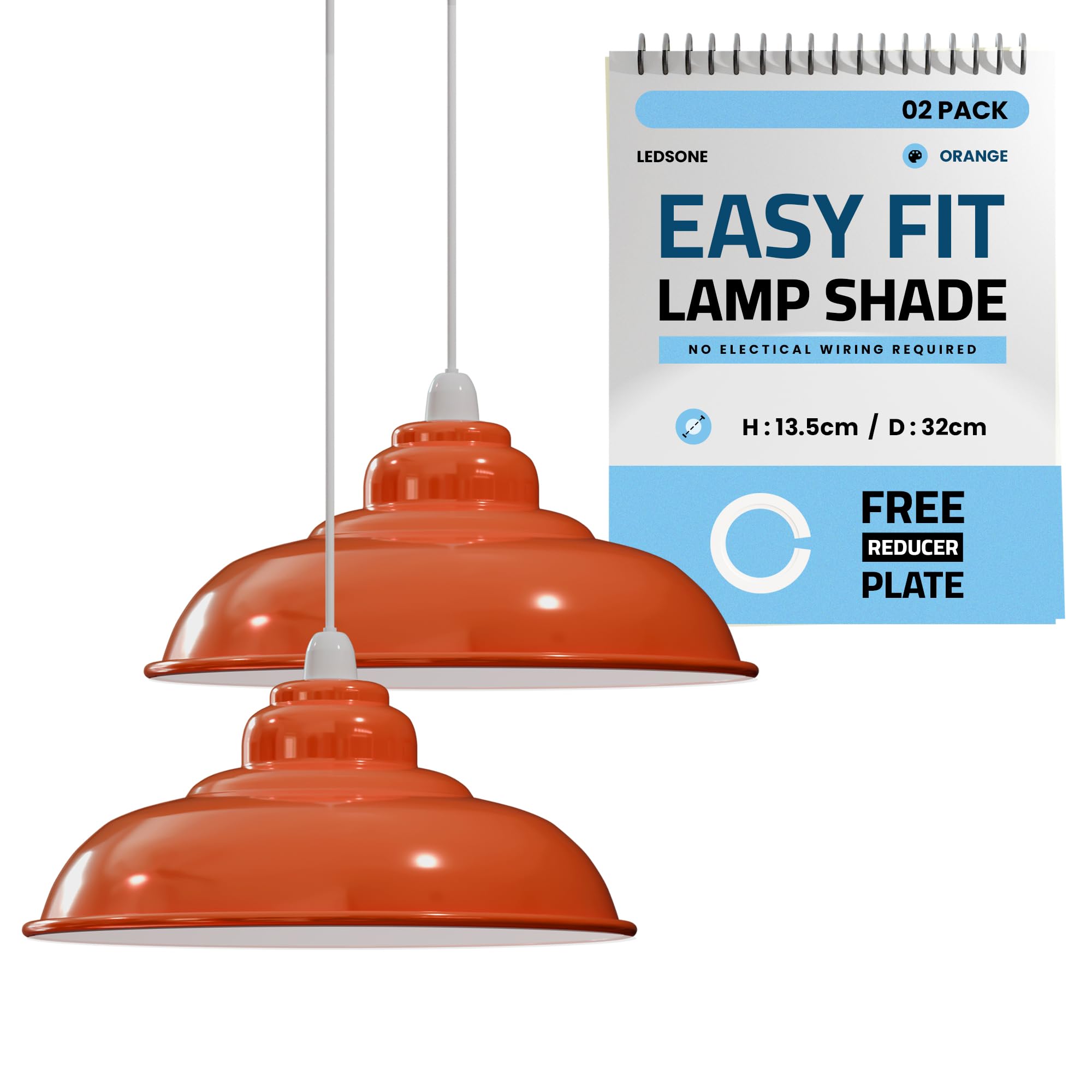 2 Pack Orange Lampshade for Ceiling Light Shade Ceiling 32cm Modern Stylish Lampshade for Lights Metal Wall, Floor Lamps Light Shade for Living Rooms, Kitchen, Bedroom, Hallways โ image 1