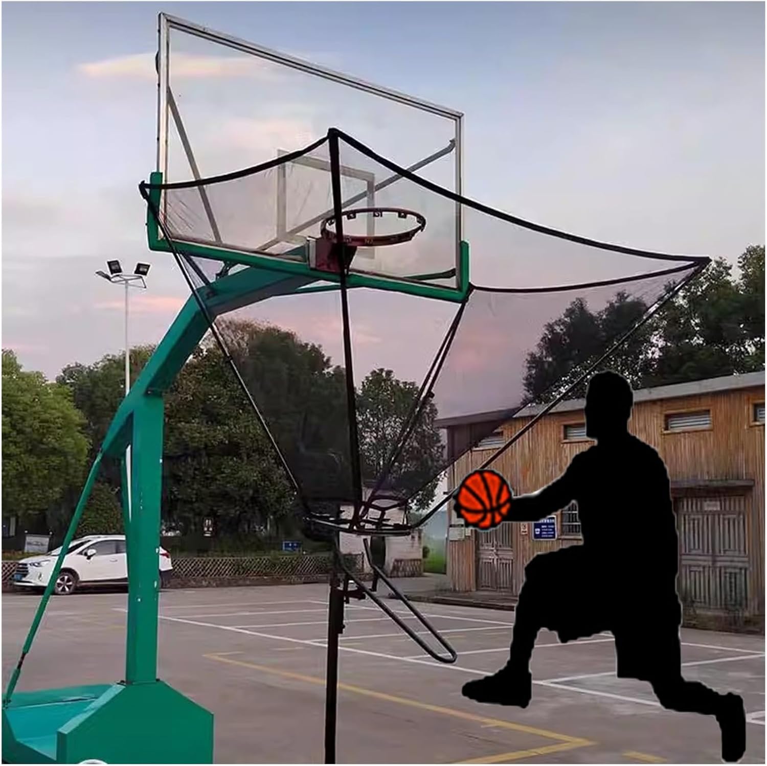 Hanging Basketball Return，Basketball Shot Returner,Basketball Rebounder Return System, Outdoor Indoor 180° Rotatable Hanging Basketball Shot Returner for Basketball Goal Free-Throw Practice