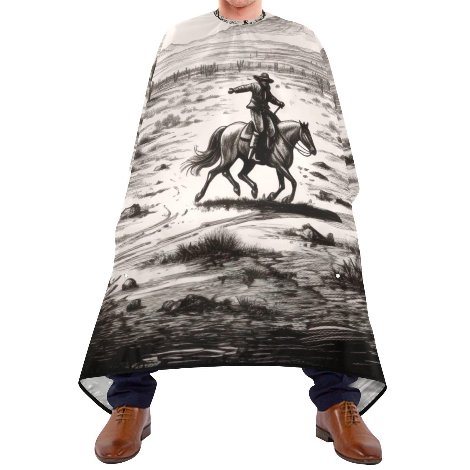 SDMKA Vintage Western Cowboy Professional Barber Cape Waterproof Hair Cutting Salon Cape with Snap Closure Multifunctional Barber Apron for Men and Women