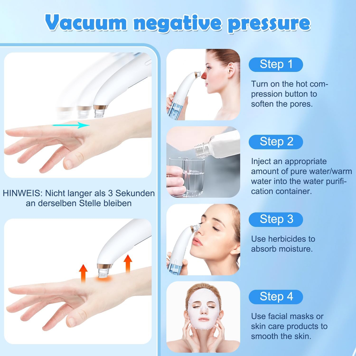 Aspirateur Point Noir Extracteur de Comédons Nettoyage des Pores avec 6 Sondes et 3 Modes, Professionnel Extracteur de Point Noir Electrique Tire Nettoyant de Pores Soin Visage