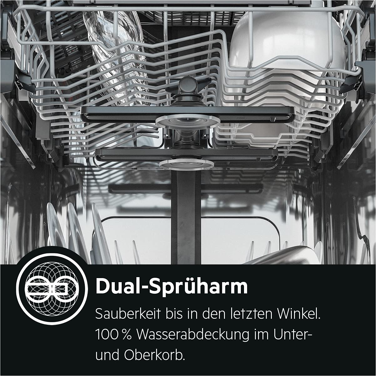 AEG FSE73407P Vollintegrierter-Geschirrspüler / 45cm / AirDry - perfekte Trocknungsergebnisse / D / energiesparend / Besteckkorb / QuickSelect Display / Startzeitvorwahl / Wasserstopp / extra leise