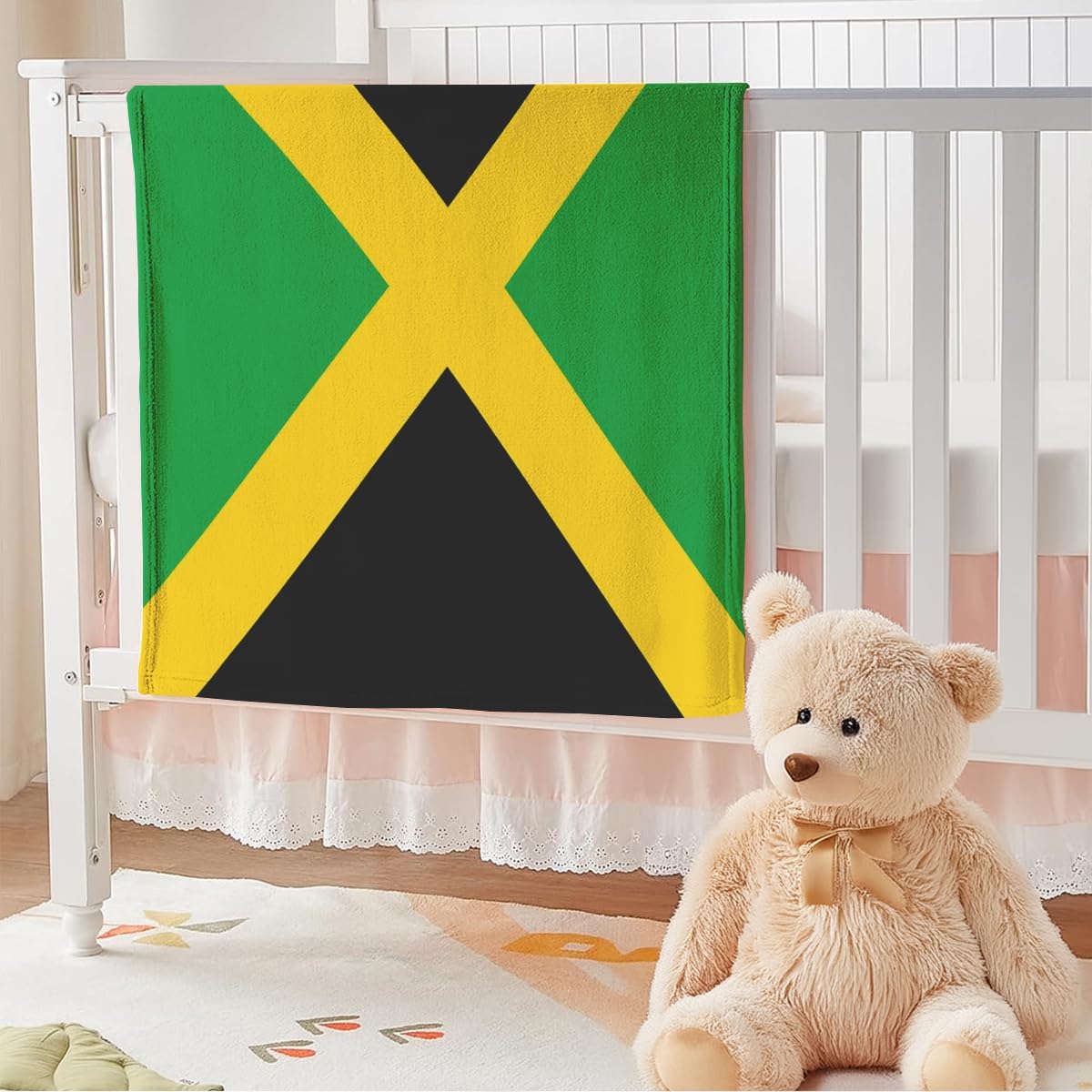 Jamaica Flag Throw Blanket, Jamaican Kingdom Blankets Fuzzy Gifts for Sofa Couch Bedroom (60" x 50") - Image 9