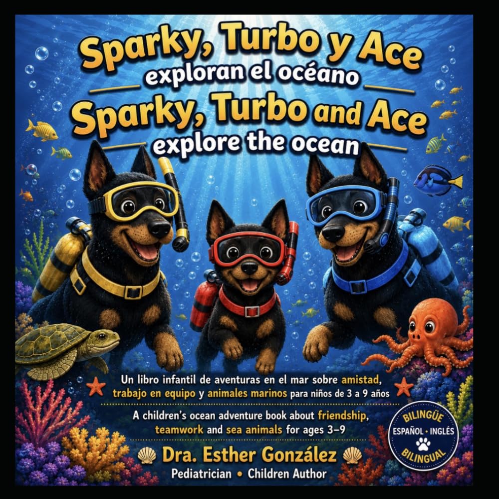 Sparky, Turbo y Ace exploran el Océano / Sparky, Turbo and Ace explore the ocean: Una aventura bilingue para niños bajo el mar (Tres Amigos, Mil Aventuras: Sparky, Turbo y Ace)