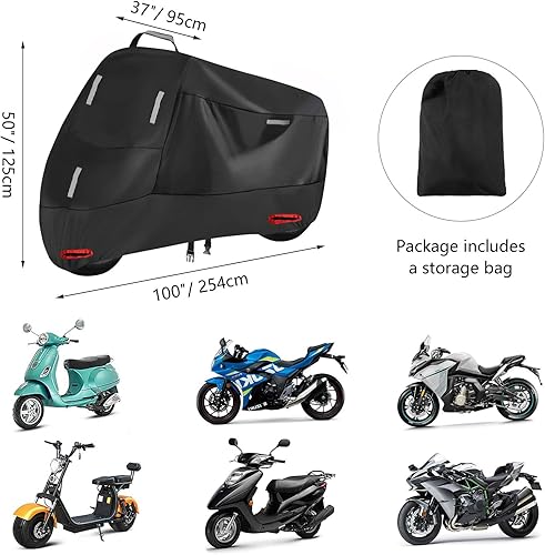 Vista 103 de SECELES Funda para moto de cross, 300D, impermeable, protección para todas las estaciones, apta para Fat Bob Honda VTX 1300 C Kawasaki Vulcan 900