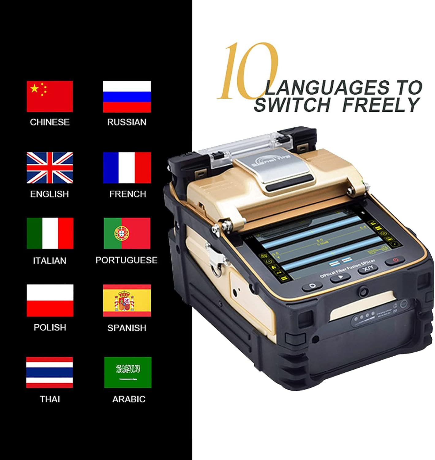 SignalFire Optical Fiber Fusion Splicer - SM/MM Automatic Intelligent FTTH Fiber Welding Splicing Machine with 5 Inch Digital LCD Screen, Cleaver Kit, Ai-8C Splicing 6S Heating 15S - Image 8