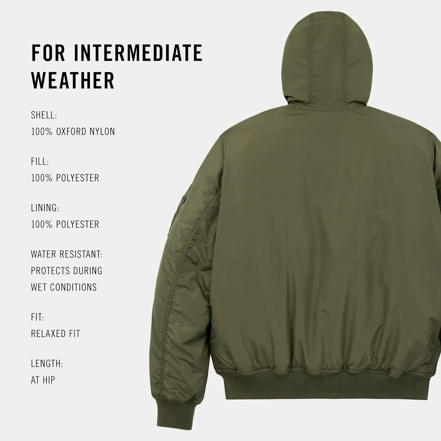 Alpha Industries MA-1 Hooded Oxford Flight Jacket for Men - Image 3