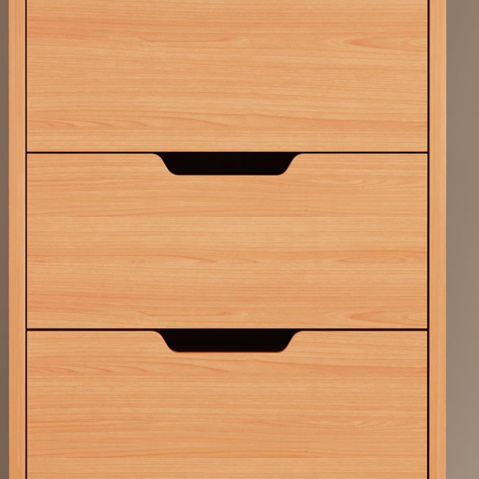 Rangement de Dossiers Mobile avec 3 Tiroirs, Caisson de Bureau en Bois, Meuble Rangement Bureau sur roulettes pour Documents, Caisson de Rangement pour Bureau à Domicile, non Verrouillable, Hêtre