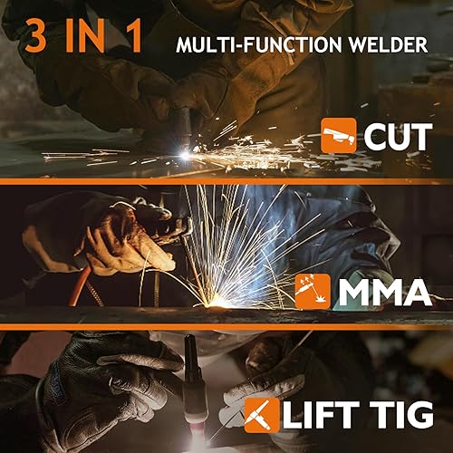 Miniatura 2 de 3 in 1 Plasma Cutter/LIFT TIG/Stick Welder,50Amp Plasma Cutter Machine 200A Stick and LIFT TIG Welder, Large LED Display IGBT 110/220V Dual Voltage