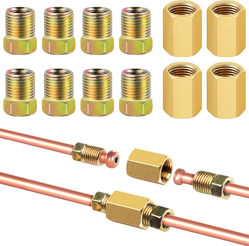 Kit de conexões para linha de freio Eoppen 7/16-24 para tubo de 1/4" – 5 uniões e 10 porcas