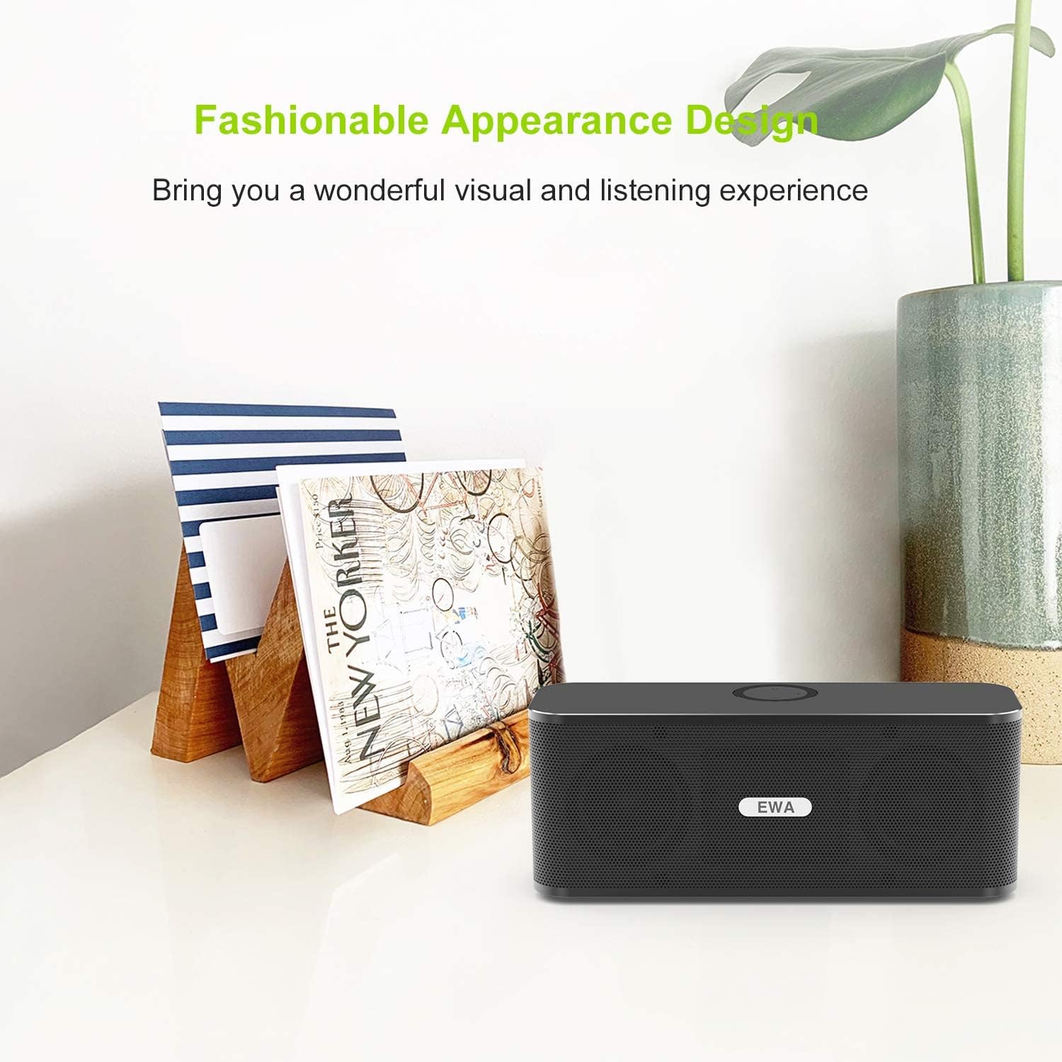 EWA W300 Bluetooth Speaker with Loud Stereo Sound, Portable Speaker for Travel, 8+ Hour Playtime, Outdoor Party Wireless Speaker, Support TF Card (Gray)
