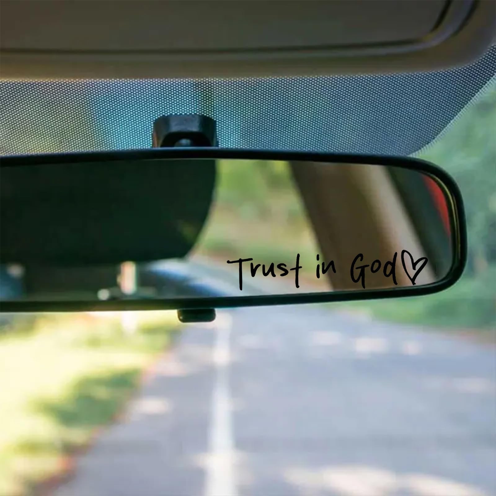 Rear View Mirror Stickers Car Decals 3PCS Vinyl Trust in God Mirror Sticker Interior Accessories Gift Idea for Women (Black)