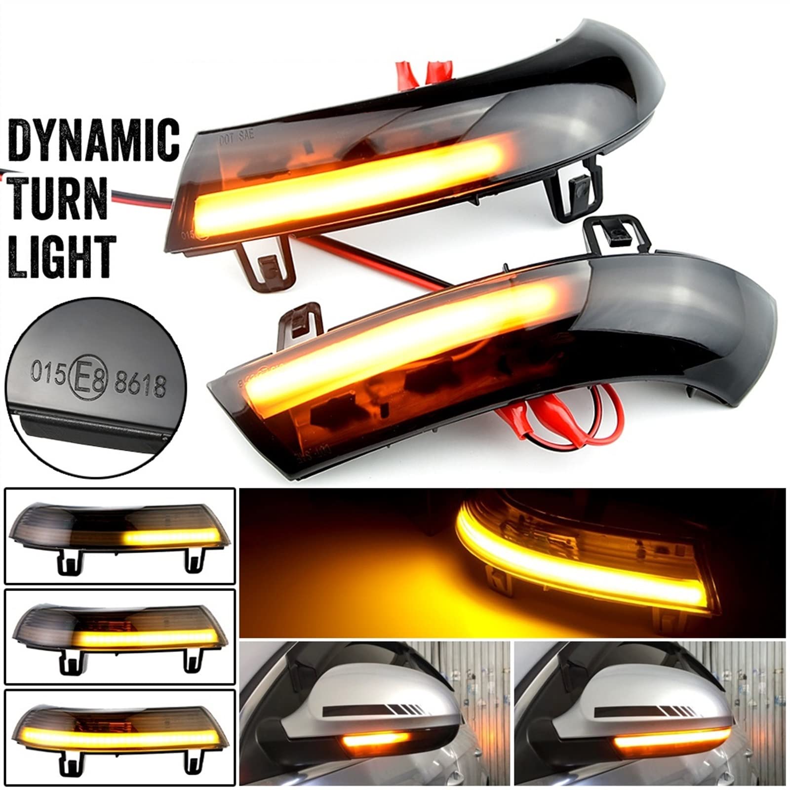 Compatible con Skoda para Superb B5 2002 2003 2004 2005 2006 2007 2008 Luz Intermitente De Coche Lámpara Indicadora De Luz Intermitente Secuencial Dinámica Intermitentes Laterales