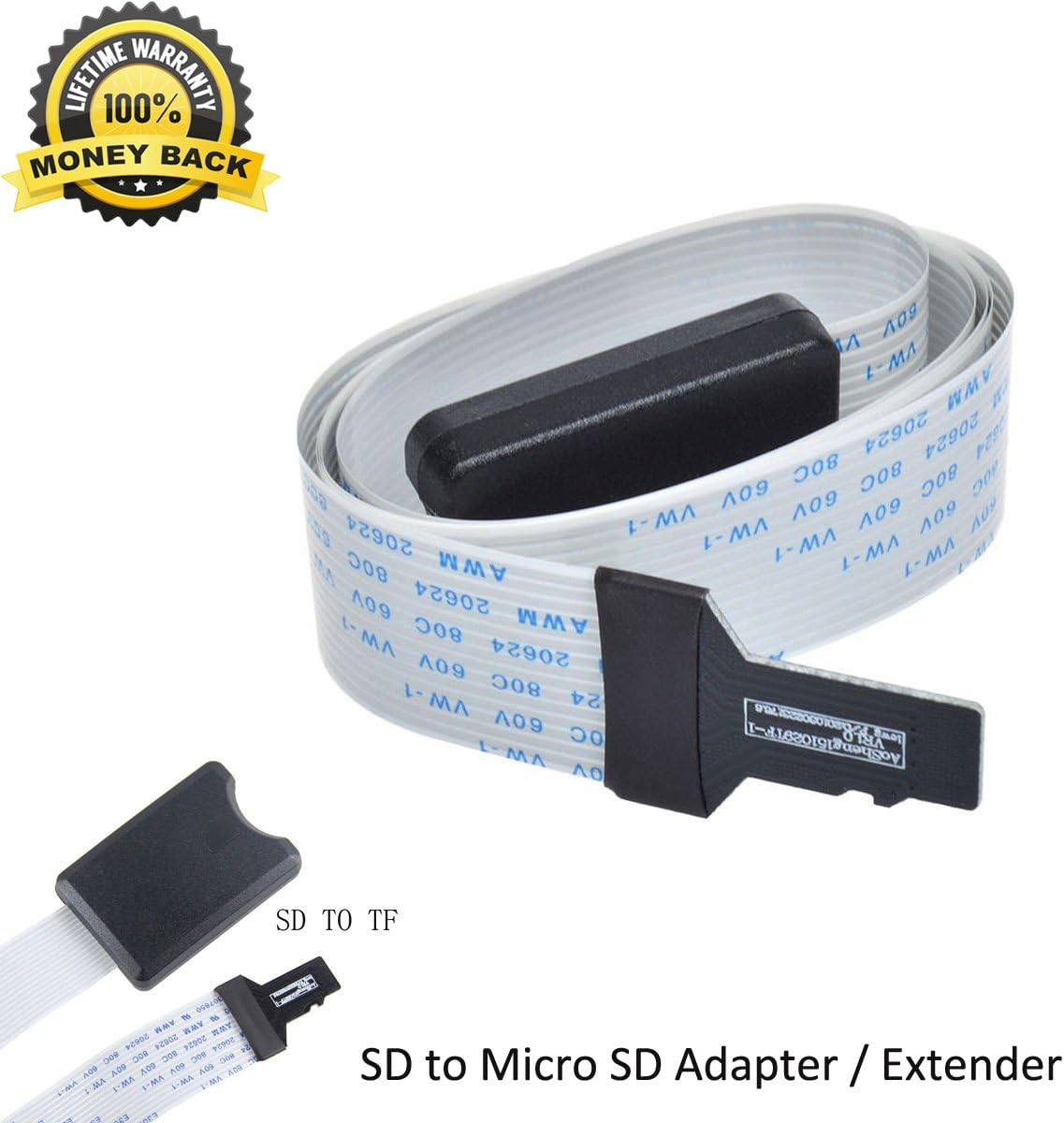 SD Extender Cable to SD Card Extension Cord Micro SD Memory Card for SanDisk SDXC/MacBook/Kindle/Raspberry Pi/Camera/3D Printer (SD to TF)