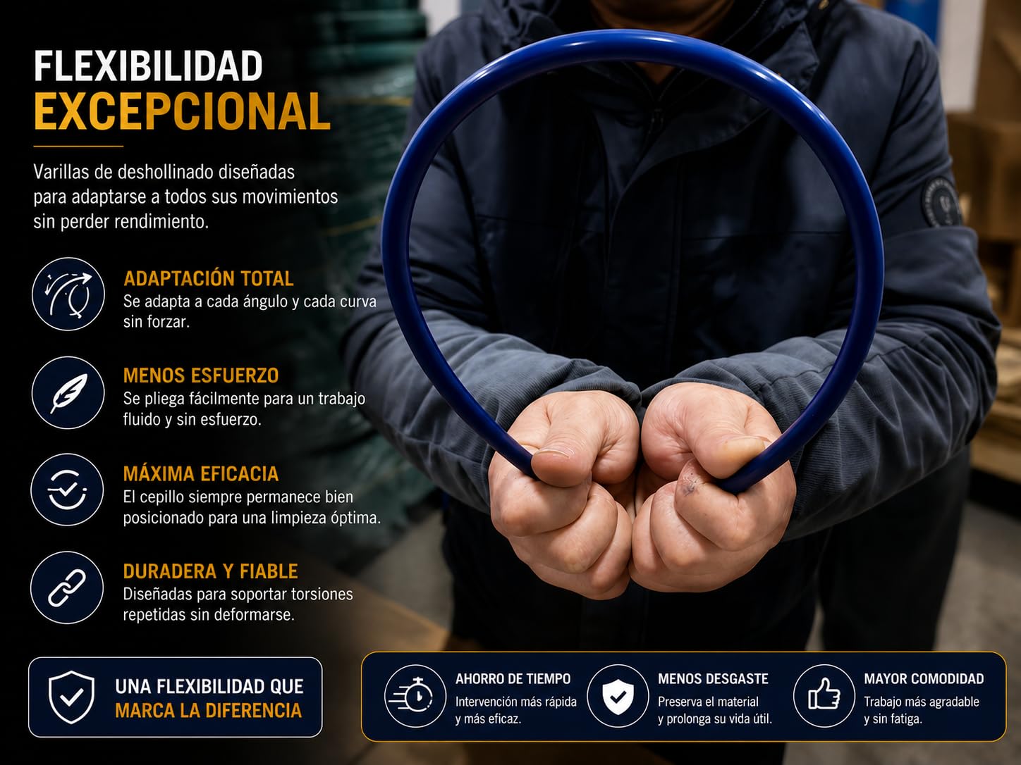 Kit Limpieza Estufa pellets 9 m PROKIT + E-Book, cepillos 80/100 mm, 15 Varillas Flexibles, Adaptador M12, Guantes Antideslizantes, Gafas, Bolsa y Cepillo