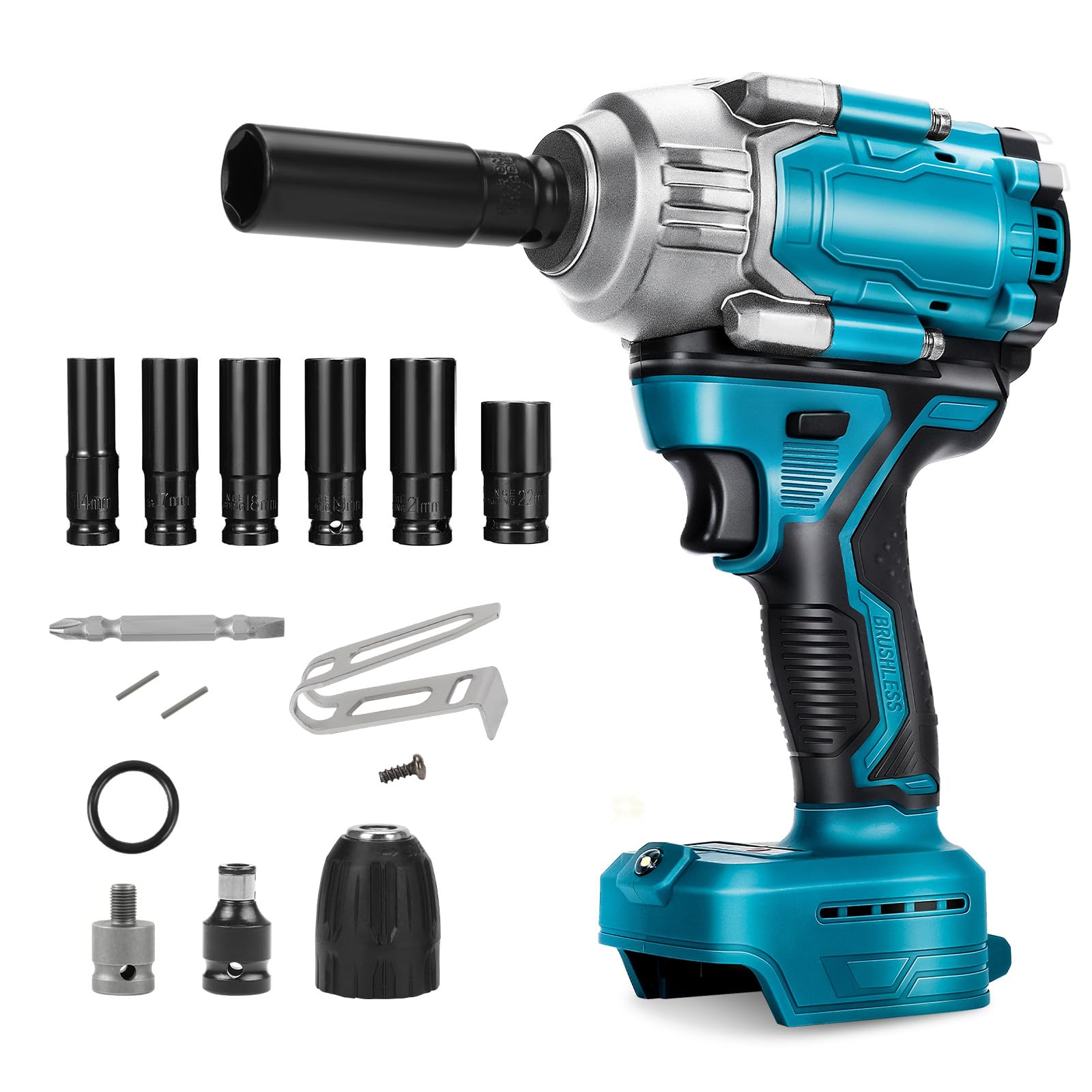 Accu-slagschroevendraaier – 1000 Nm, Borstelloos, Compatibel Met Makita 18V, 1/2 Inch, Met Accessoireset