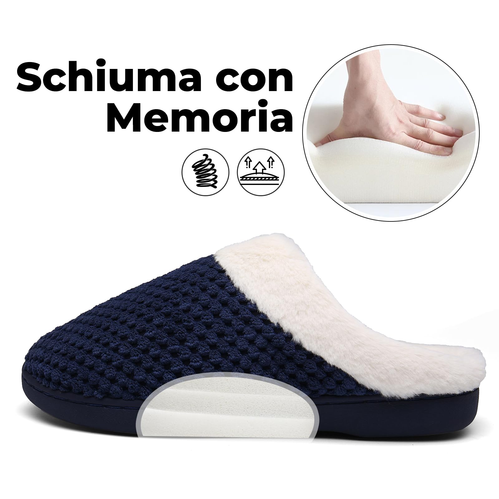 Mishansha Pantofole Donna Uomo Memory Foam in Caldo Cotone Scarpe da Casa