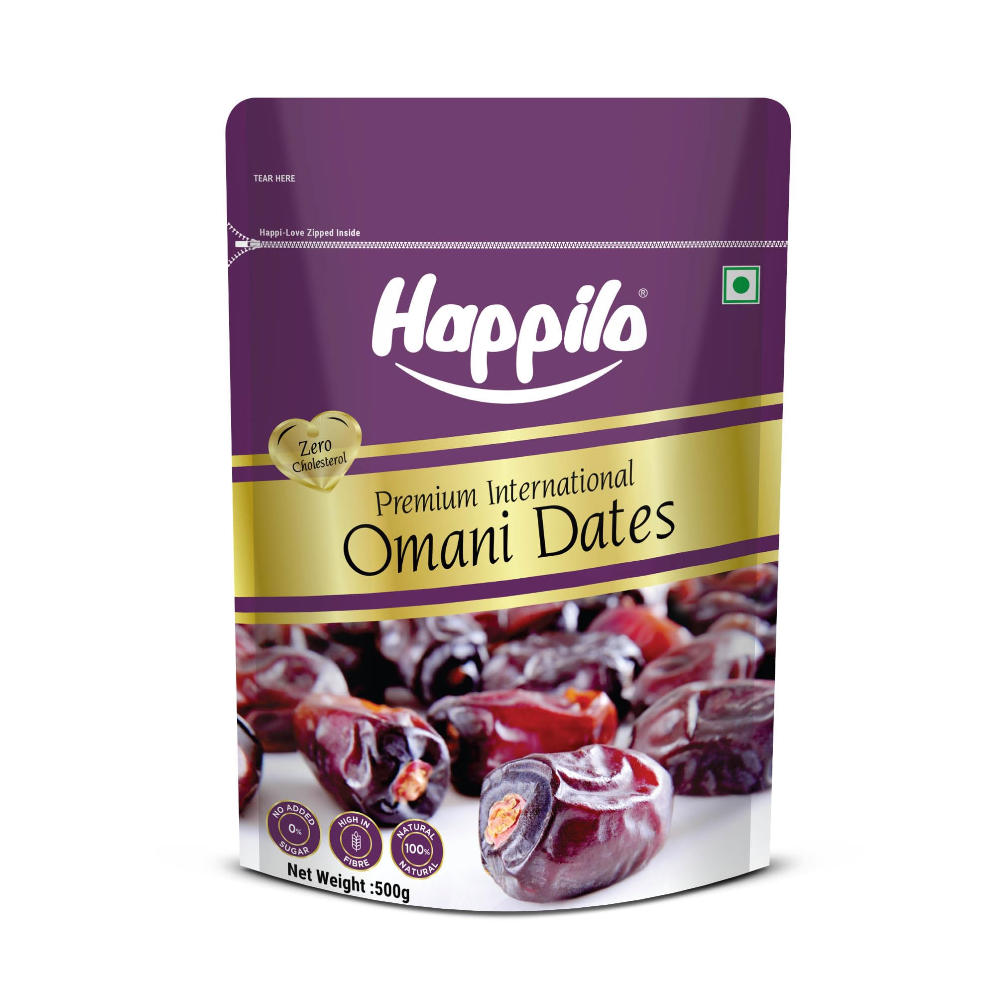 Happilo Premium International Omani Dates 500g | Healthy snacks, Dry fruits, Khajoor, Khajur, Nutritious| Rich in Vitamins & Minerals | Natural Sweetener