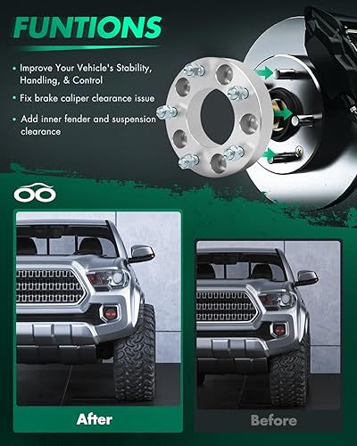 Miniatura 5 de SCITOO 4 adaptadores de rueda de 5 x 135 a 5 x 5.5 pulgadas, orificio de 1.5 pulgadas, pernos de 3.429 in, 14 x 2 5 lengüetas, espaciadores de rueda