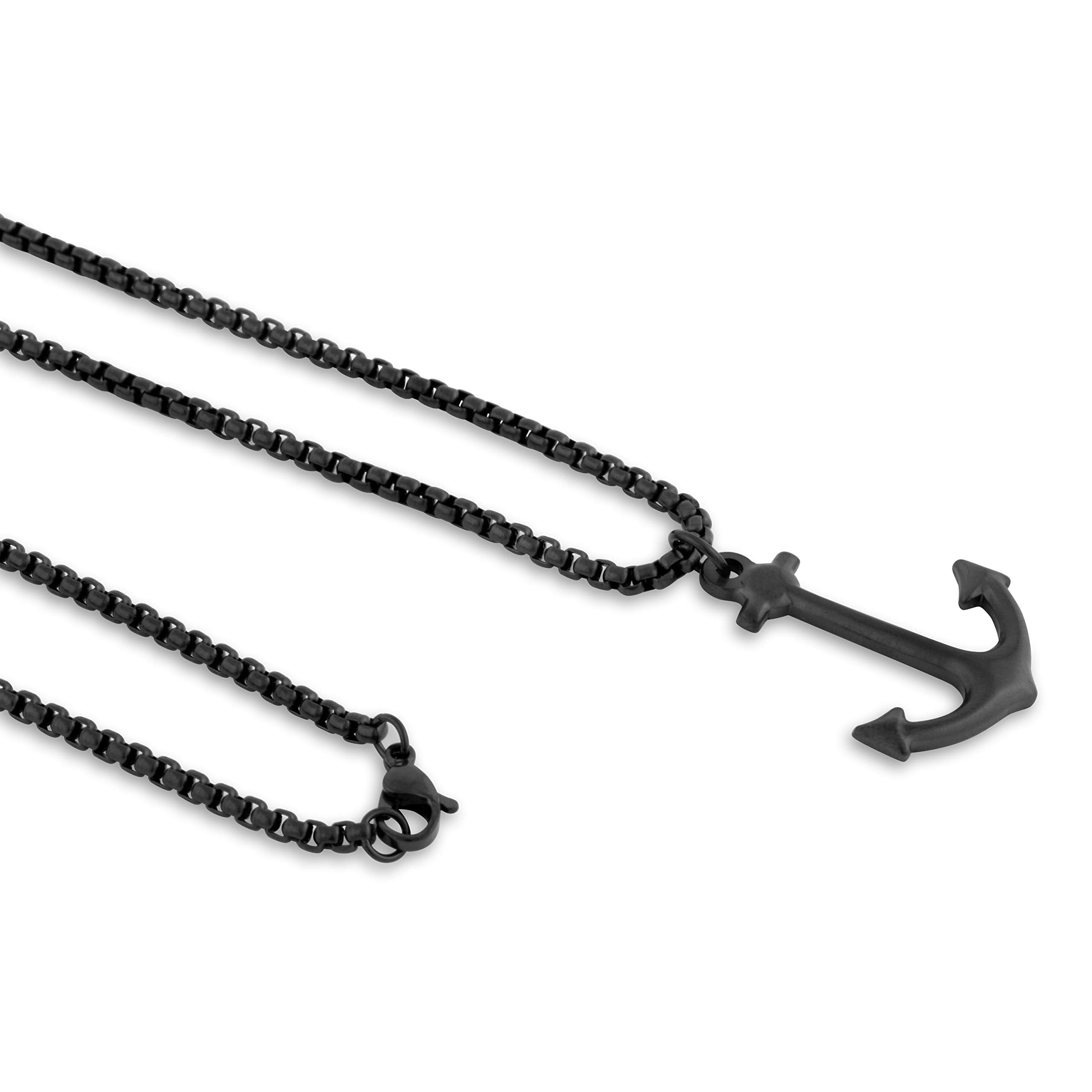Akitsune Portus Anhänger inkl. 70cm Kette | Halskette Hafen anker Nautisch Maritim Damen Herren Edelstahl