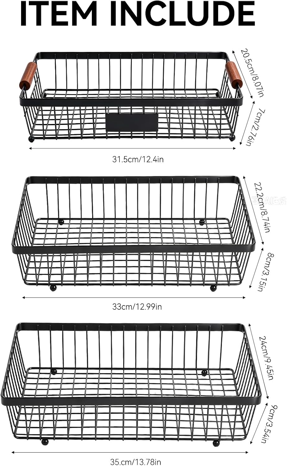 3-Tier Stackable Wire Basket with 2 Banana Hooks, Pantry Organizer for Kitchen Countertops, Cabinets & Under-Sink Spaces; Ideal for Storing Snacks, Fruits, Veggies, Onions, Potatoes, & More,Black