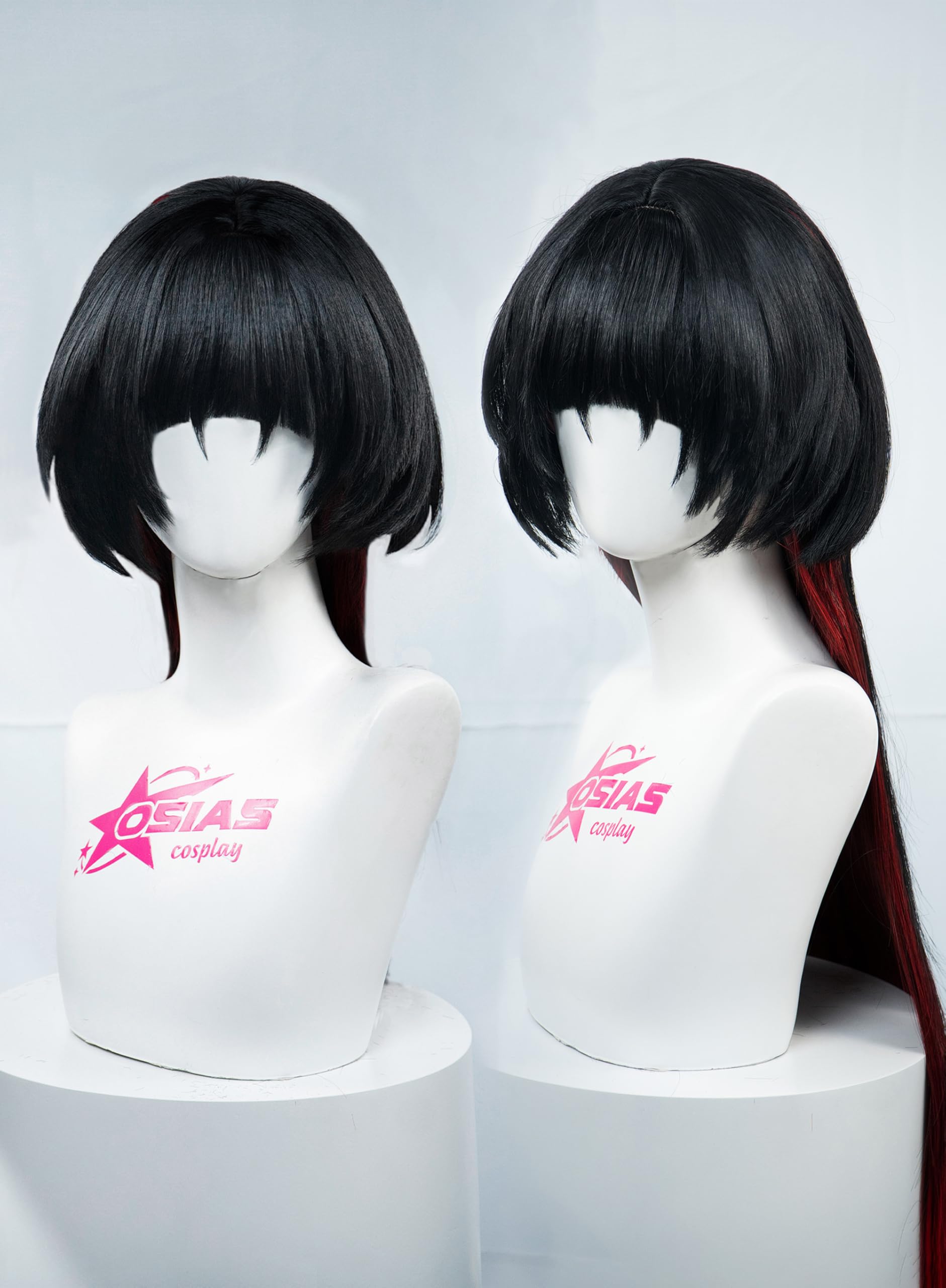 OSIAS Jane Doe Wig Long Black to Red Gradient Synthetic Heat Resistant Hair - Image 4