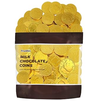 Fruidles Gold Half-Dollar Milk Chocolate Coins Gelt, Made with Premium Belgian Chocolate, Kosher Certified Dairy (1 Pound)