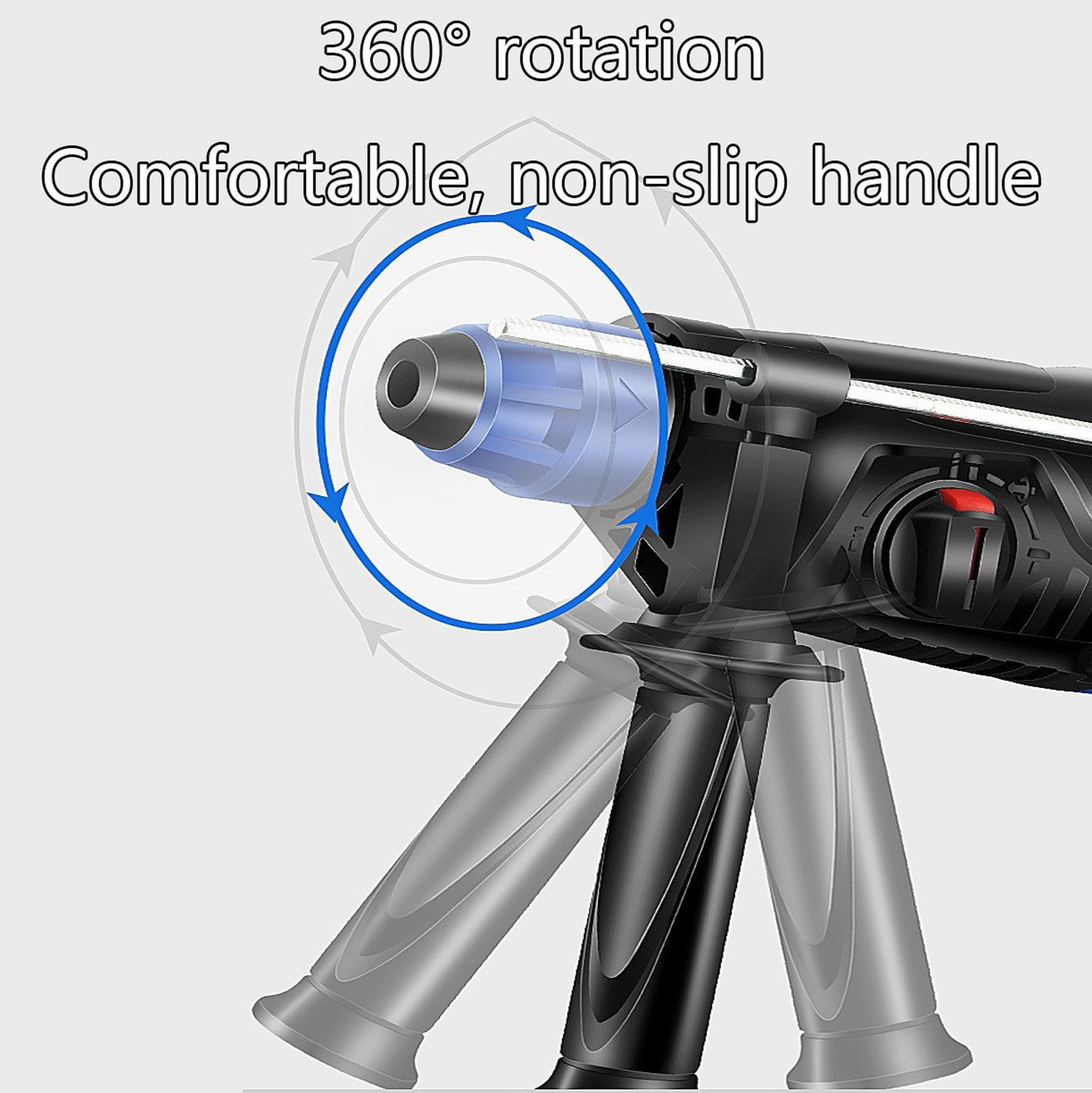 Taladro Percutor 850W, 5300Rpm Taladro De Impacto con Mango Giratorio De 360°, Martillo/Taladro y Pico 3 Modos En 1 con Medidor De Profundidad para Perforar Acero, Mampostería, Hormigón, Madera