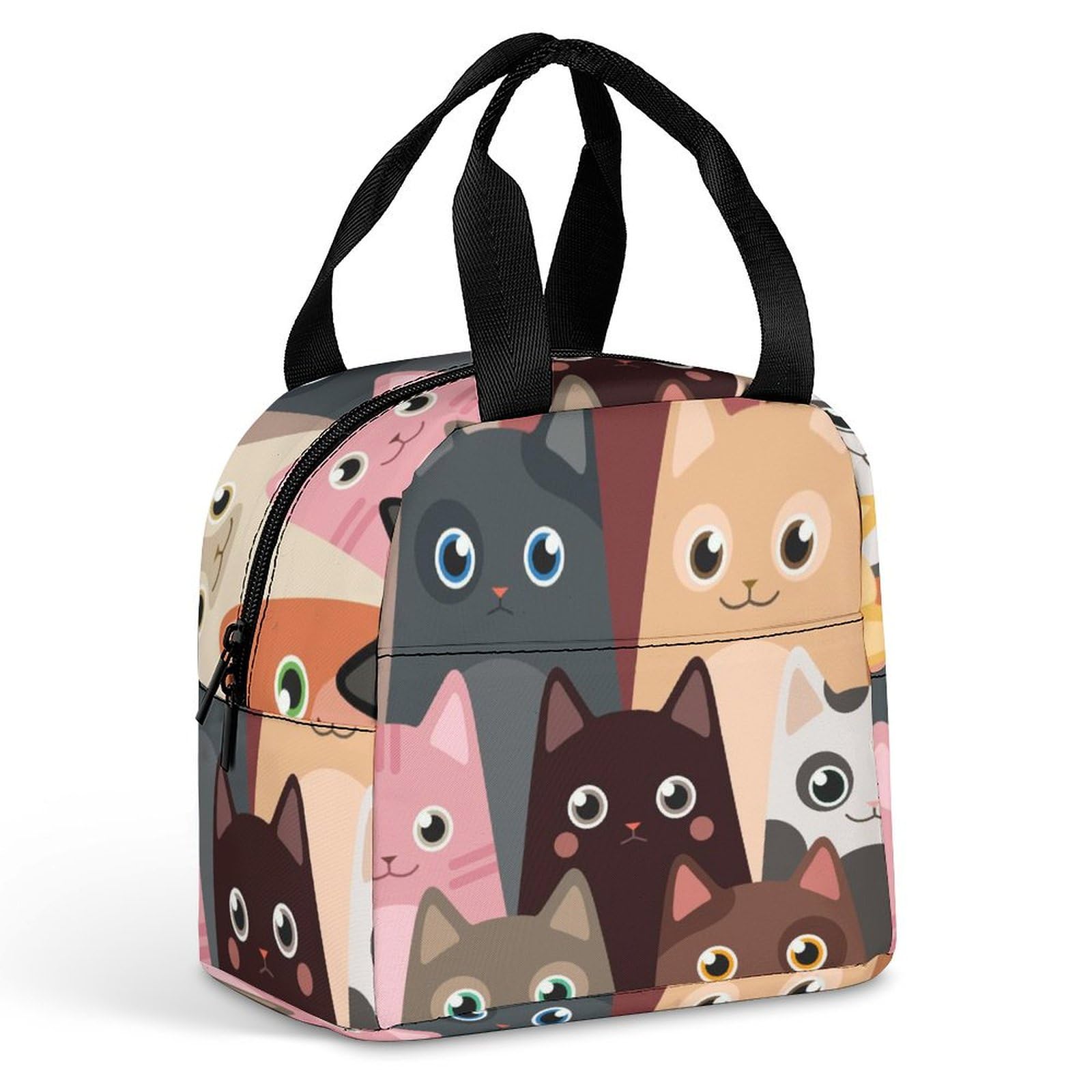 Colored Cats Insulated Lunch Bag Reusable Lunchbox Cooler Meal Prep Tote Organizer for Women Men Picnic Hiking