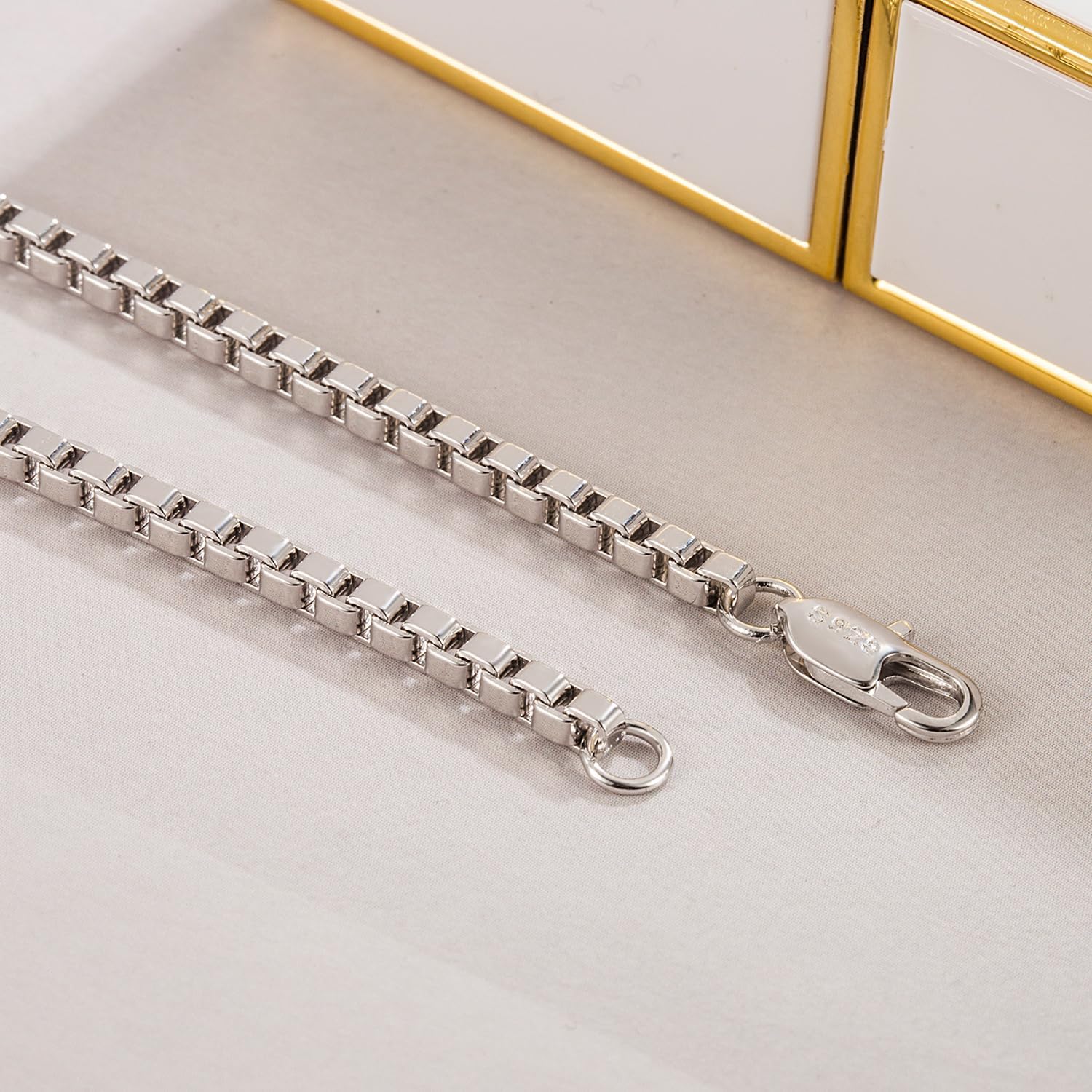 Dankadi 925 Sterling Silver Bracelet Men Women 3MM Square Rolo Link Round Box Chain 6.3" 6.7" 7" 7.5" 8" 8.5" 9" Bangle Unisex Jewelry Gift (Square, 5 inches) - Image 6