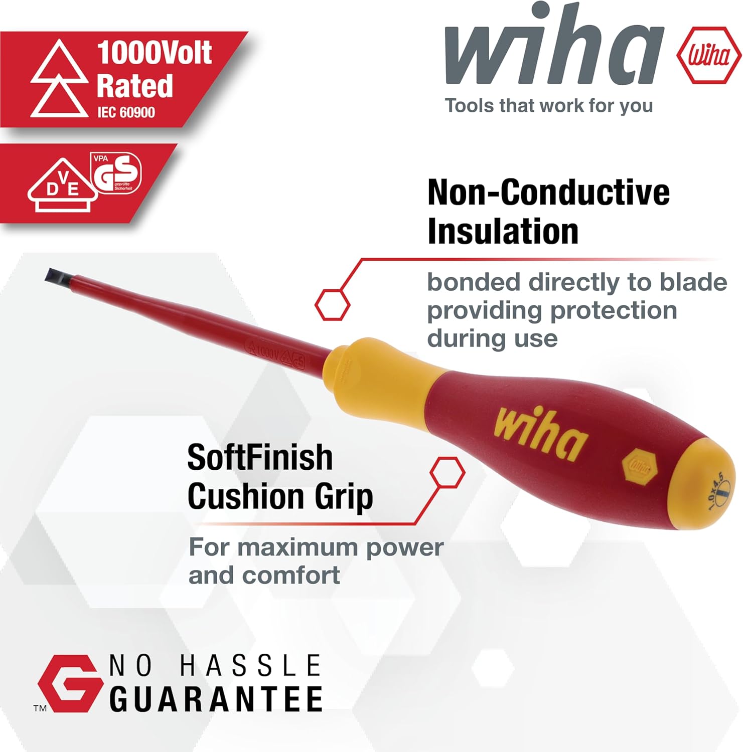 Wiha 32081 5 Piece Insulated SoftFinish Cushion Grip Screwdriver Tray Set