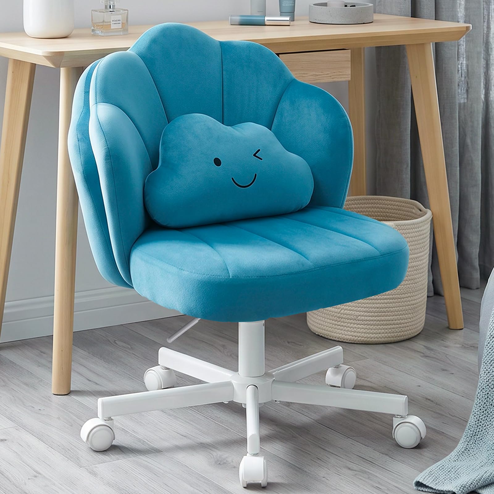 COMHOMA Office Desk Chair Makeup Vanity Chair Swivel Armless Height Adjustable Foam Padded Bedroom Dressing Table Chairs