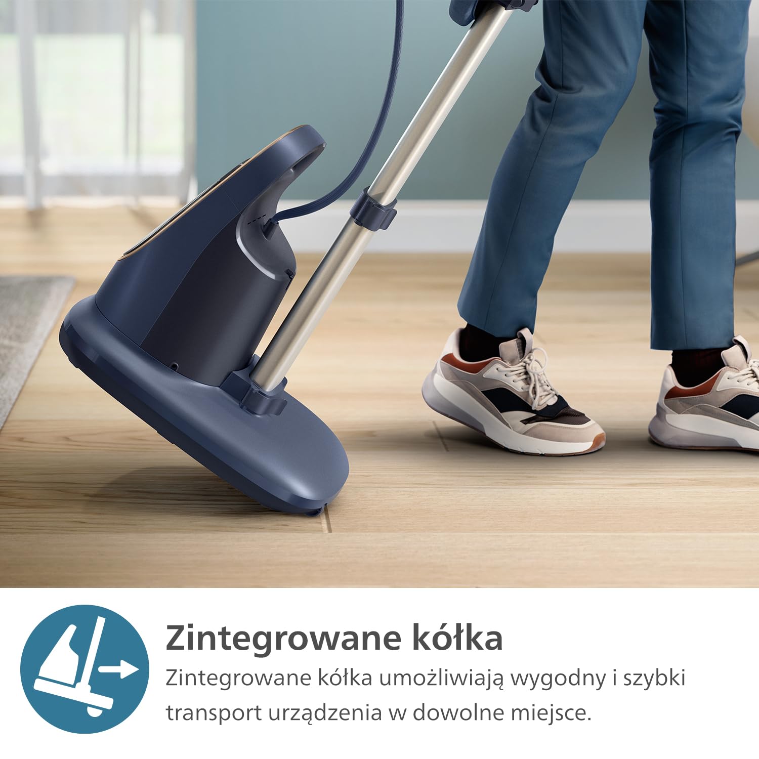 Philips All-in-One Zestaw do Prasowania 8500 – Deska z Regulacją Kąta, Technologia OptimalTEMP, Odłączana Podstawa, Zabija 99,9% Bakterii i Roztoczy, Ciemnoniebieski (AIS8530/20)