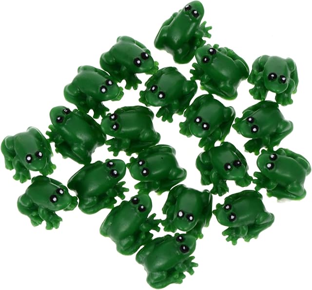 Holibanna 20pcs Miniature Resin Mini Frog Cute Mini Frog Miniature Animal Figurine Model Cupcake Topper DIY Craft Fairy Garden Decor Ornament