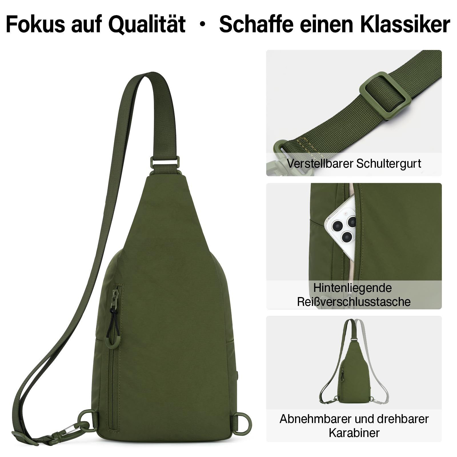 Hanke Crossbody Bag Damen Umhängetasche Damen Schultertasche Brusttasche Sling Bag Herren Casual Daypack mit Verstellbarem Schultergurt Messenger Bag für Reisen Outdoorsport Einkaufen