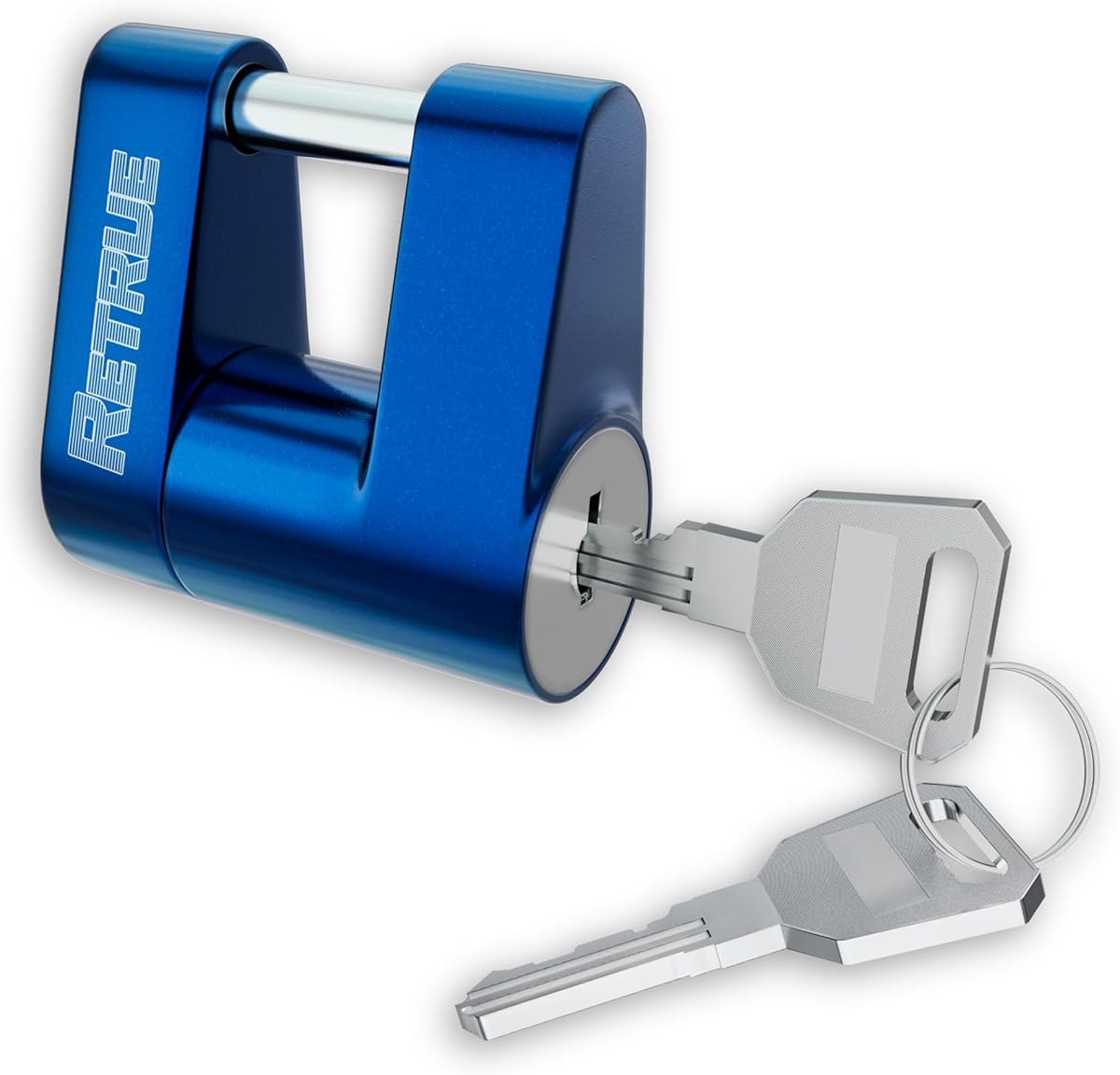 RETRUE Trailer Tongue Coupler Lock, Trailer Hitch Lock,Dia 1/4 Inch, 3/4 Inch Span for Tow Boat RV Truck Car's Coupler, Blue
