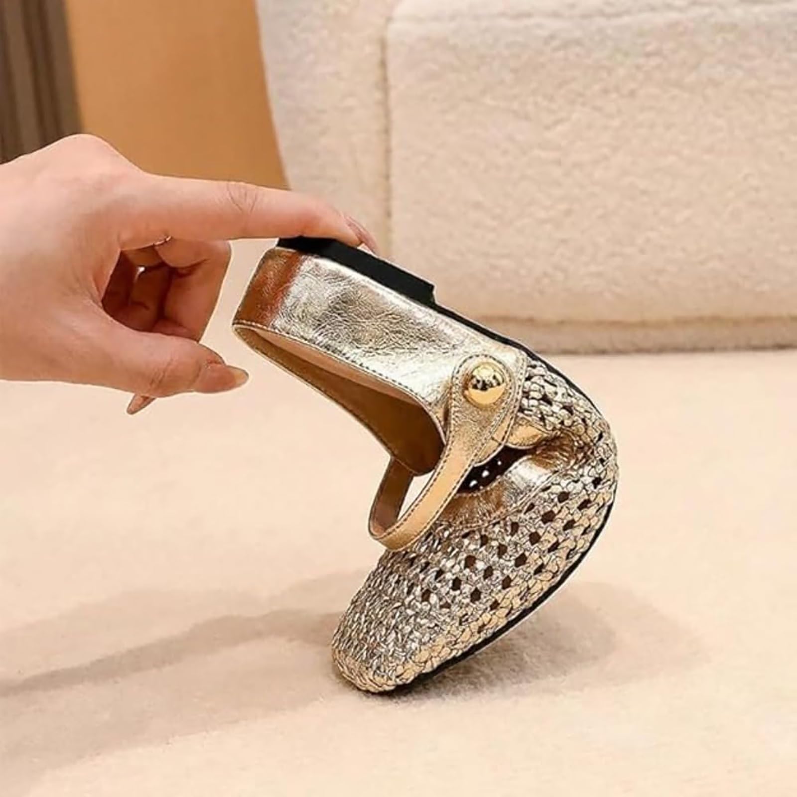 Ballerine Da Donna In Rete, Scarpe Basse Casual Intrecciate Con Punta Quadrata Da Donna, Zoccoli Estivi Eleganti Senza Schienale Alla Moda