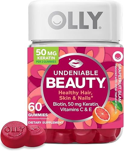 OLLY Undeniable Beauty Gomitas de belleza para el cabello piel uñas con biotina vitamina C queratina suplemento masticable sabor toronja suministro