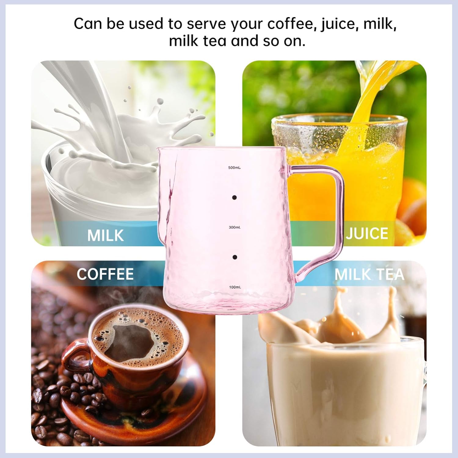 1pc Pot Graduated Coffee Jar Portable Coffee Server Beak Cup Glass Milk Jar Milk Container Large Capacity Kitchen Gadget