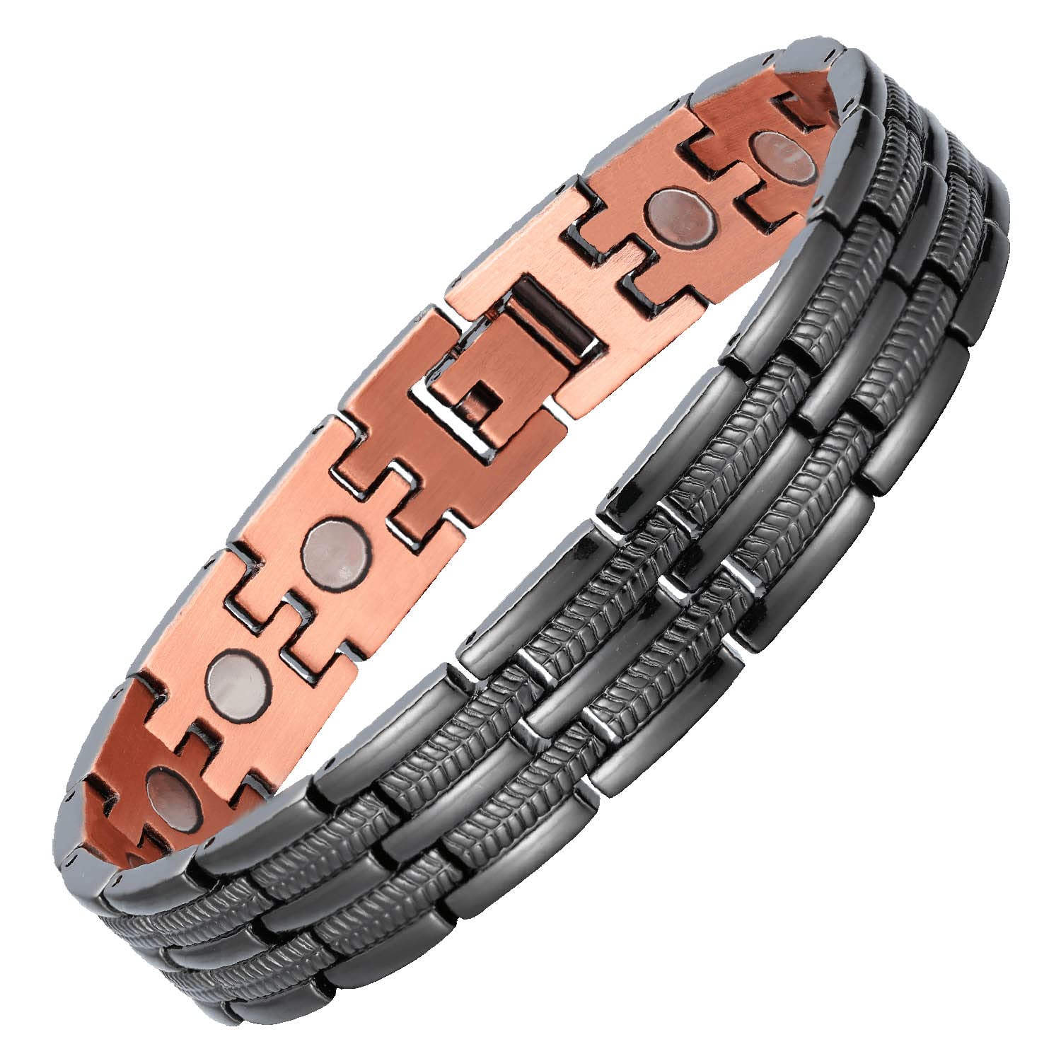 Bracciale Uomo In Rame Massiccio Per Magnetoterapia – Sollievo Da Artrite E Dolori – Stile Bangle