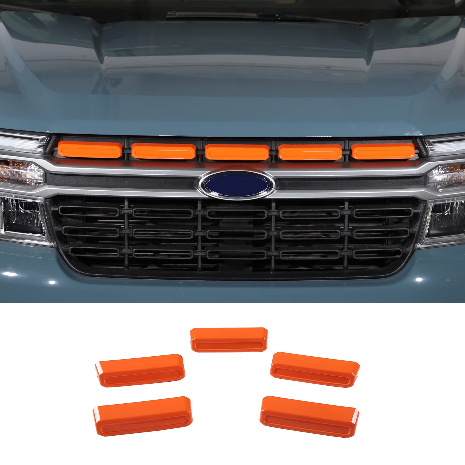 Aunginsy Front Grille Cover For Ford Maverick LARIAT 2022-2024 | Black Carbon Fiber | Bumper Grille Insert