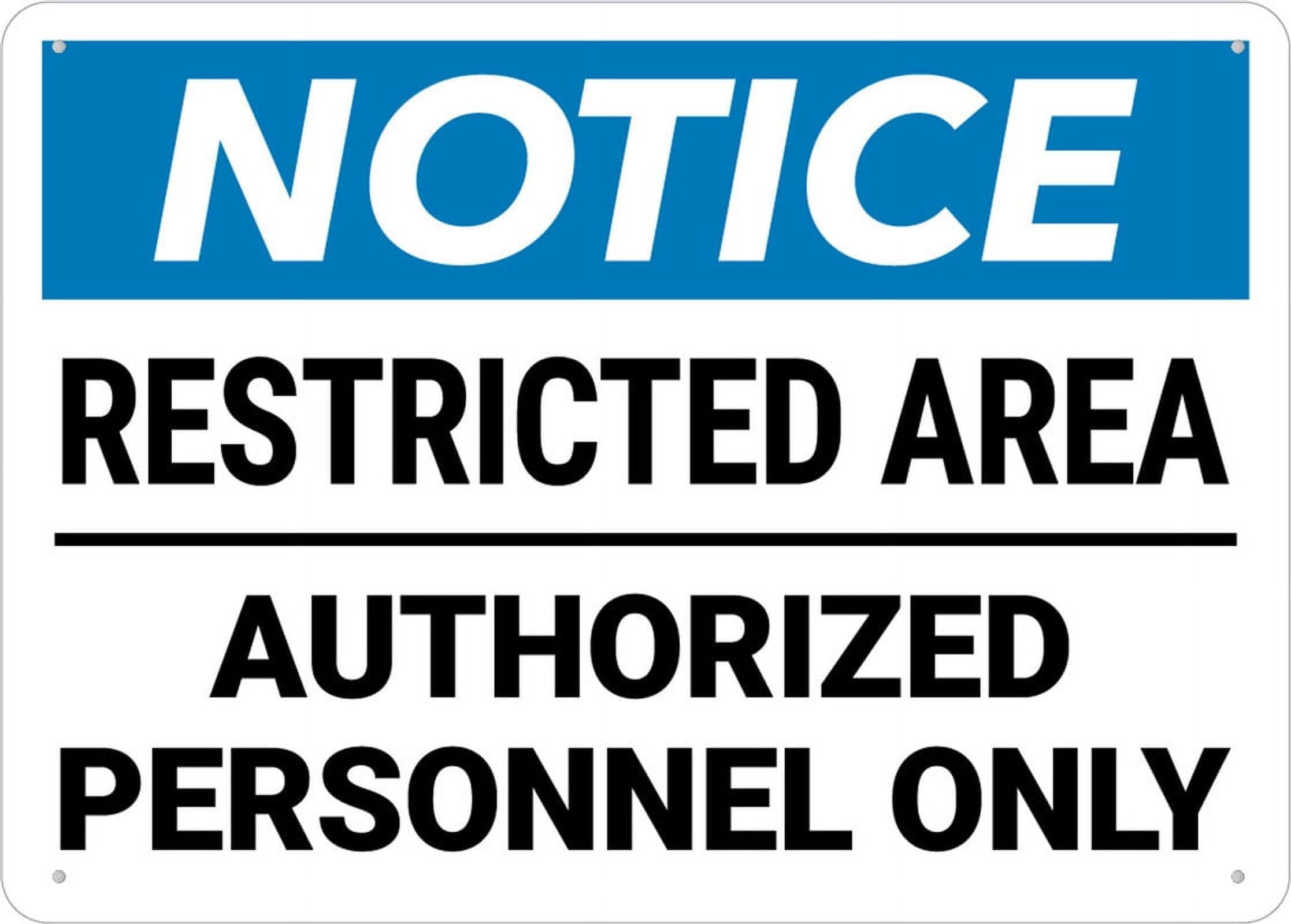 Peiyeety A05 Notice Restricted Area Authorized Personnel Only Sign Metal Signs 12X16 Inches Rust Free Aluminum,Uv Ink Printing,Durable/Weatherproof Outdoor For Home