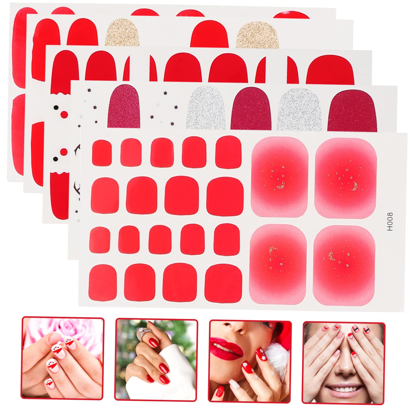 Didiseaon 5 Set Adesivi Per Unghie Natalizie Unghie Finte Natalizie Decorazioni Natalizie Decalcomanie Per Unghie Adesivi Natalizi Ornamento Natalizio Adesivi Per Unghie Invernali 5 fogli*5