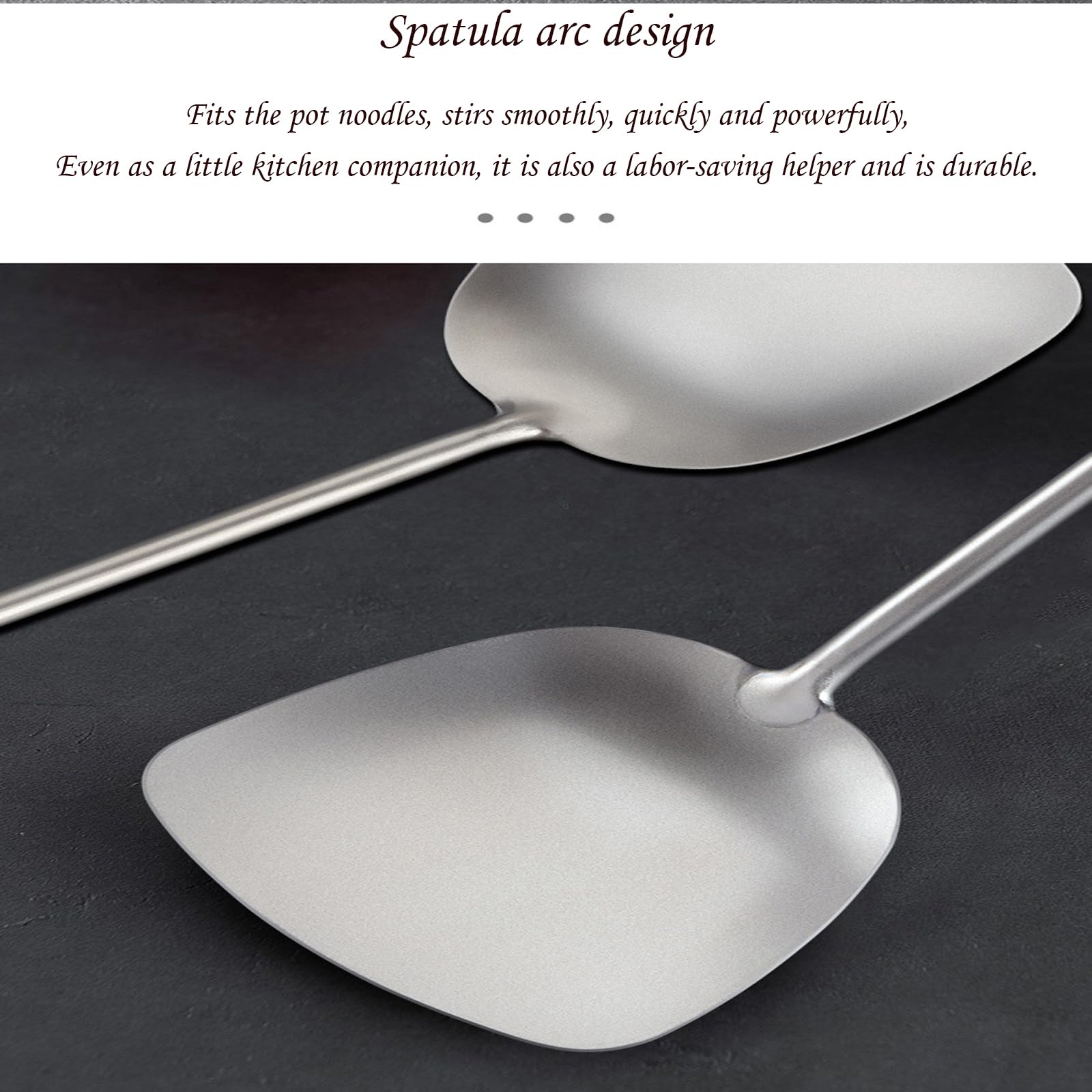 Espátula De Titanio Puro para Cocina Casera, Espátula De Cocina Individual con Mango De Madera, Cuchara Especial para Verduras De Gran Tamaño para Chef