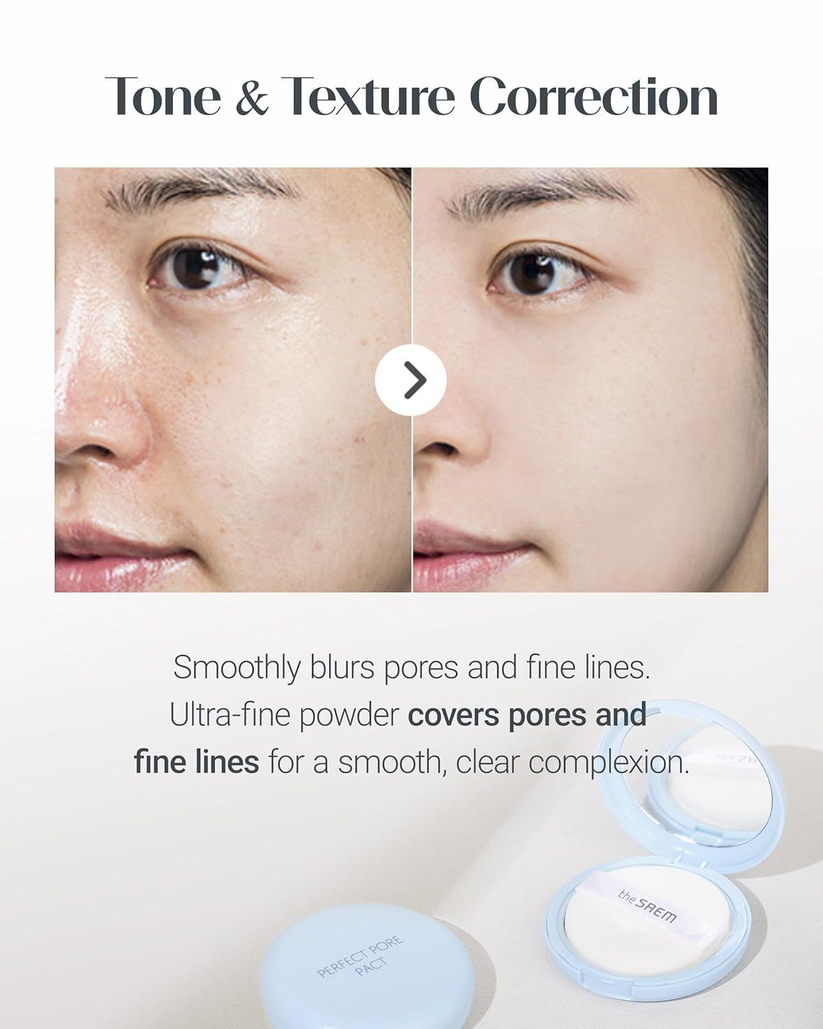 THESAEM Saemmul Perfect Pore Pact - Sebum Control Face Powder for Oil Absorption & Makeup Setting - Pore Blurring Pressed Compact Smooth Matte Finish- Korean Makeup Finishing Powder, 2 Pack - Image 5