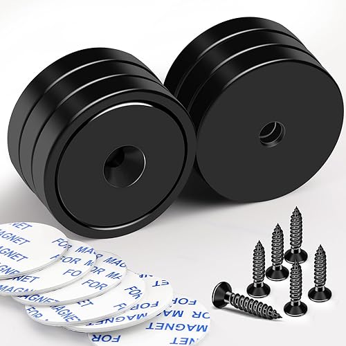 Miniatura 18 de TRYMAG Imanes resistentes – 80 libras, paquete de 6 con agujeros, almohadillas de acero, neodimio, tornillos para montaje en pared, respaldo