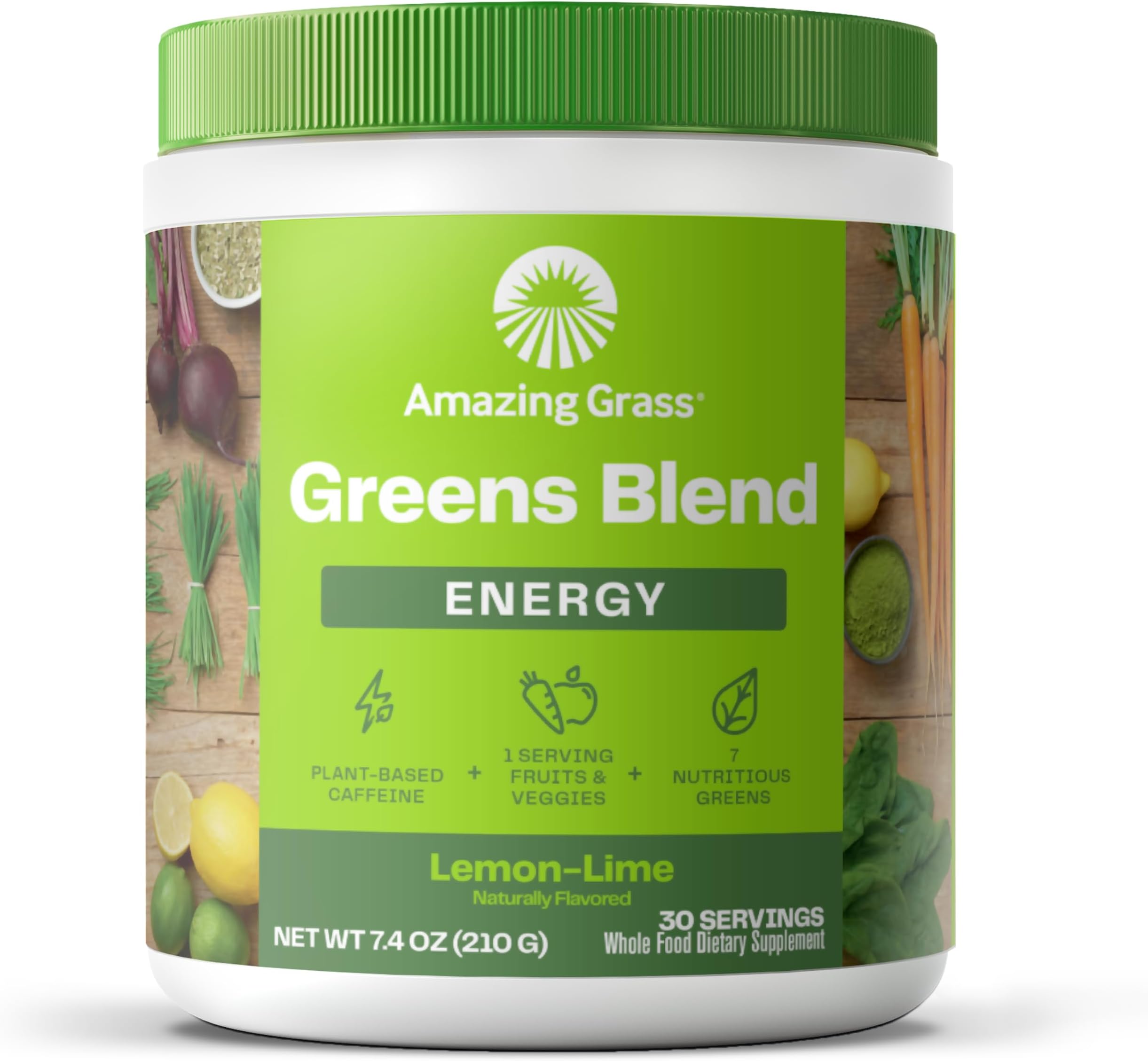 Amazing Grass Energy Green Superfood Lemon Lime Flavor, 7.4-Ounce Tub